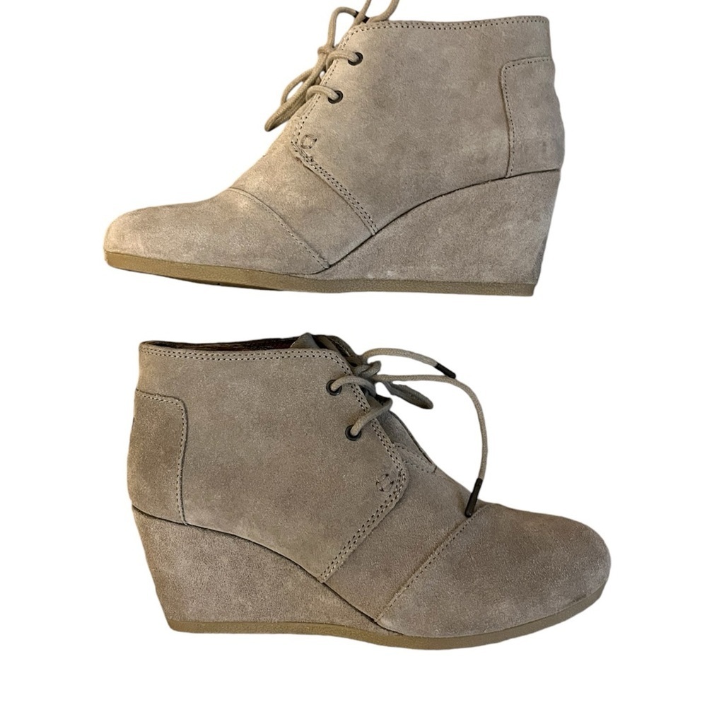 Toms Suede Tan/Brown Wedges Booties Size: 9